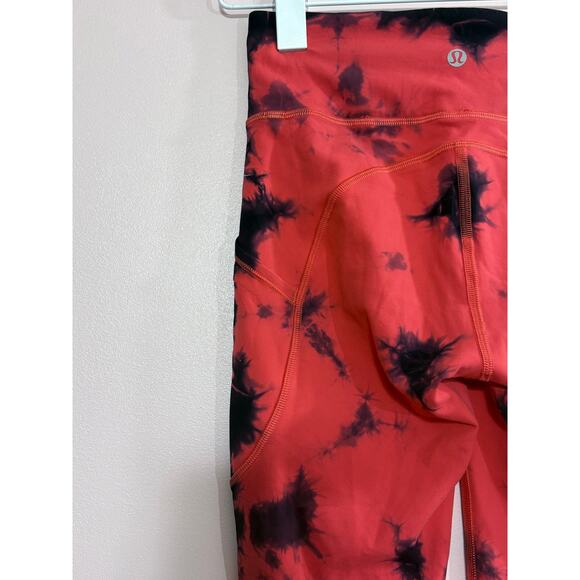 Lululemon Wunder Train High-Rise Tight 25" *Wash Tie Dye Carnation Red Black - Picture 8 of 14